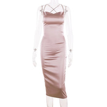 Charger l&#39;image dans la galerie, Dulzura neon satin lace up 2020 summer women bodycon long midi dress sleeveless backless elegant party outfits sexy club clothes