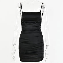 Cargar imagen en el visor de la galería, Artículo Spaghetti sangle Mini robe en Satin femmes Sexy dos nu croix pansement moulante robe de soirée plissée Stretch courte robe de Club