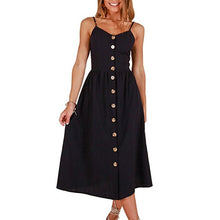 Cargar imagen en el visor de la galería, 2019 nouvelles femmes imprimer fleur rayure longue robe Sexy col en v sans manches bouton plage décontracté Boho robe Midi grande taille 3XL vestidos