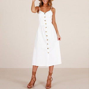 2019 nouvelles femmes imprimer fleur rayure longue robe Sexy col en v sans manches bouton plage décontracté Boho robe Midi grande taille 3XL vestidos