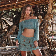 Cargar imagen en el visor de la galería, Ropa de playa de verano, cubierta de Bikini, manga larga, sin hombros, corpiño, Top corto, traje de baño, moda 2020, nueva dama, traje de baño puro, cubierta