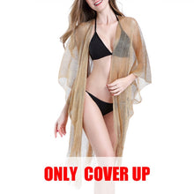 Charger l&#39;image dans la galerie, Tassel gold bikini cover up Sexy beach dress tunics for women beachwear 2020 Summer See through swimsuit cover-ups kaftan new