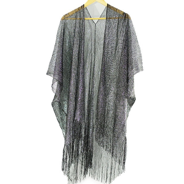 Tassel gold bikini cover up Sexy beach dress tunics for women beachwear 2020 Summer See through swimsuit cover-ups kaftan new