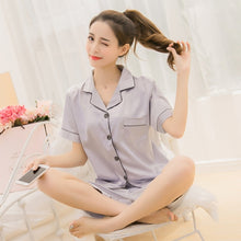 Load image into Gallery viewer, Short Sleeve Silk Pajamas Spring Women Summer Pajama Sets Silk Pijama Sleepwear Pyjamas Plus Size 3XL 4XL 5XL 85kg Nightwear Set