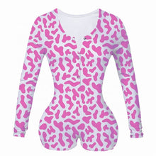 Load image into Gallery viewer, Sexy Women Bodysuit Long Sleeve Deep V Neck Bodycon Slim Leotard Bodysuit Button Short Pajama Women Sleepwear Jumpsuit Lingerie