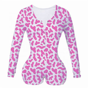 Sexy Women Bodysuit Long Sleeve Deep V Neck Bodycon Slim Leotard Bodysuit Button Short Pajama Women Sleepwear Jumpsuit Lingerie