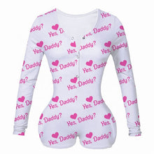 Load image into Gallery viewer, Sexy Women Bodysuit Long Sleeve Deep V Neck Bodycon Slim Leotard Bodysuit Button Short Pajama Women Sleepwear Jumpsuit Lingerie