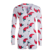 Load image into Gallery viewer, Sexy Women Bodysuit Long Sleeve Deep V Neck Bodycon Slim Leotard Bodysuit Button Short Pajama Women Sleepwear Jumpsuit Lingerie