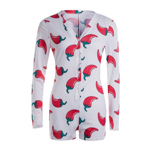Sexy Women Bodysuit Long Sleeve Deep V Neck Bodycon Slim Leotard Bodysuit Button Short Pajama Women Sleepwear Jumpsuit Lingerie