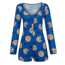 Load image into Gallery viewer, Sexy Women Bodysuit Long Sleeve Deep V Neck Bodycon Slim Leotard Bodysuit Button Short Pajama Women Sleepwear Jumpsuit Lingerie
