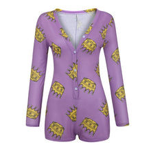 Load image into Gallery viewer, Sexy Women Bodysuit Long Sleeve Deep V Neck Bodycon Slim Leotard Bodysuit Button Short Pajama Women Sleepwear Jumpsuit Lingerie