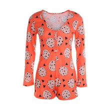 Load image into Gallery viewer, Sexy Women Bodysuit Long Sleeve Deep V Neck Bodycon Slim Leotard Bodysuit Button Short Pajama Women Sleepwear Jumpsuit Lingerie
