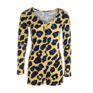 Sexy Women Bodysuit Long Sleeve Deep V Neck Bodycon Slim Leotard Bodysuit Button Short Pajama Women Sleepwear Jumpsuit Lingerie