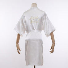 Load image into Gallery viewer, Wedding Bride Bridesmaid Robe Dressing Gown Sexy Women Bathrobe Nightgown Short Sleepwear Casual Flower Kimono Geisha M L XL