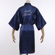 Load image into Gallery viewer, Wedding Bride Bridesmaid Robe Dressing Gown Sexy Women Bathrobe Nightgown Short Sleepwear Casual Flower Kimono Geisha M L XL