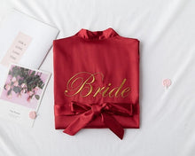 Load image into Gallery viewer, Wedding Bride Bridesmaid Robe Dressing Gown Sexy Women Bathrobe Nightgown Short Sleepwear Casual Flower Kimono Geisha M L XL