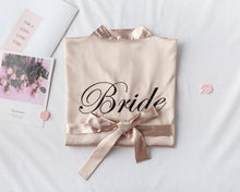 Load image into Gallery viewer, Wedding Bride Bridesmaid Robe Dressing Gown Sexy Women Bathrobe Nightgown Short Sleepwear Casual Flower Kimono Geisha M L XL