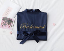 Load image into Gallery viewer, Wedding Bride Bridesmaid Robe Dressing Gown Sexy Women Bathrobe Nightgown Short Sleepwear Casual Flower Kimono Geisha M L XL