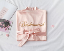 Load image into Gallery viewer, Wedding Bride Bridesmaid Robe Dressing Gown Sexy Women Bathrobe Nightgown Short Sleepwear Casual Flower Kimono Geisha M L XL