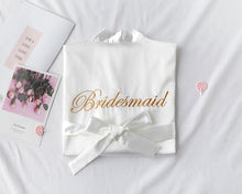 Load image into Gallery viewer, Wedding Bride Bridesmaid Robe Dressing Gown Sexy Women Bathrobe Nightgown Short Sleepwear Casual Flower Kimono Geisha M L XL
