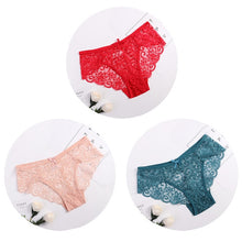 Cargar imagen en el visor de la galería, ¡3 piezas/paquete! Bragas de encaje sexy para mujer, ropa interior, calzoncillos de encaje SML XL, lencería suave con lazo Floral transparente