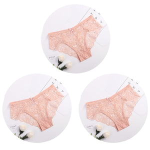 ¡3 piezas/paquete! Bragas de encaje sexy para mujer, ropa interior, calzoncillos de encaje SML XL, lencería suave con lazo Floral transparente