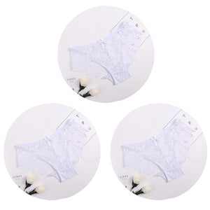 ¡3 piezas/paquete! Bragas de encaje sexy para mujer, ropa interior, calzoncillos de encaje SML XL, lencería suave con lazo Floral transparente