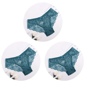 ¡3 piezas/paquete! Bragas de encaje sexy para mujer, ropa interior, calzoncillos de encaje SML XL, lencería suave con lazo Floral transparente