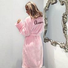 Load image into Gallery viewer, Winter Warm Flannel Bathrobe Women Knee-Length Bath Robe Soft Thick Cute Pink Bridesmaid Robes Female Dressing Gown Sleepwear