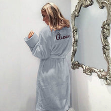 Load image into Gallery viewer, Winter Warm Flannel Bathrobe Women Knee-Length Bath Robe Soft Thick Cute Pink Bridesmaid Robes Female Dressing Gown Sleepwear