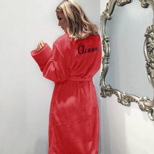 Winter Warm Flannel Bathrobe Women Knee-Length Bath Robe Soft Thick Cute Pink Bridesmaid Robes Female Dressing Gown Sleepwear