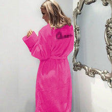 Load image into Gallery viewer, Winter Warm Flannel Bathrobe Women Knee-Length Bath Robe Soft Thick Cute Pink Bridesmaid Robes Female Dressing Gown Sleepwear
