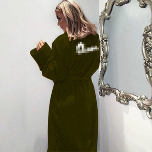 Winter Warm Flannel Bathrobe Women Knee-Length Bath Robe Soft Thick Cute Pink Bridesmaid Robes Female Dressing Gown Sleepwear
