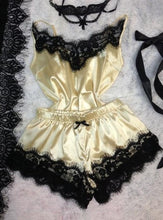 Cargar imagen en el visor de la galería, ¡Novedad de 2020! Ropa de dormir con lazo para mujer, ropa de dormir con tirantes sin mangas, camisola de satén con ribete de encaje, conjuntos de pijama, lencería sexy para mujer, pijama para mujer