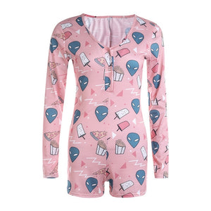 Sexy Women Bodysuit Long Sleeve Deep V Neck Bodycon Slim Leotard Bodysuit Button Short Pajama Women Sleepwear Jumpsuit Lingerie