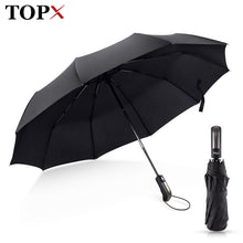 Charger l&#39;image dans la galerie, Wind Resistant Folding Automatic Umbrella Rain Women Auto Luxury Big Windproof Umbrellas Rain For Men Black Coating 10K Parasol