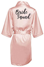 Load image into Gallery viewer, new bride bridesmaid robe with white black letters mother sister of the bride wedding gift bathrobe kimono satin robes