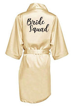 Load image into Gallery viewer, new bride bridesmaid robe with white black letters mother sister of the bride wedding gift bathrobe kimono satin robes