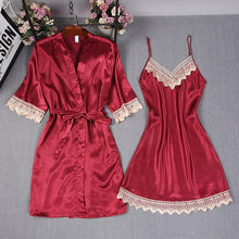 Cargar imagen en el visor de la galería, Moda Mujer verano Mini Kimono bata señora rayón bata de baño Yukata camisón ropa de dormir camisón Pijama Mujer talla M-XL