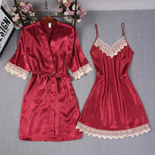 Cargar imagen en el visor de la galería, Moda Mujer verano Mini Kimono bata señora rayón bata de baño Yukata camisón ropa de dormir camisón Pijama Mujer talla M-XL
