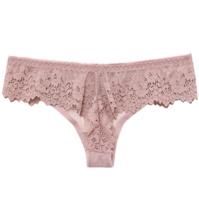 TERMEZY Women Sexy Lace Lingerie Temptation Low-waist Panties Embroidery Thong Transparent Hollow out Underwear Female G String