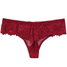 Charger l&#39;image dans la galerie, TERMEZY Women Sexy Lace Lingerie Temptation Low-waist Panties Embroidery Thong Transparent Hollow out Underwear Female G String