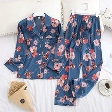 Load image into Gallery viewer, Lisacmvpnel Long Sleeve Pajamas Autumn Ice Silk Long Sleeve Trousers Suit Printing Fashion Pyjamas Set