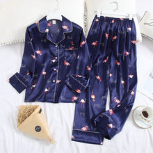 Load image into Gallery viewer, Lisacmvpnel Long Sleeve Pajamas Autumn Ice Silk Long Sleeve Trousers Suit Printing Fashion Pyjamas Set