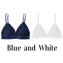 Charger l&#39;image dans la galerie, 1/2PCS Women Bralette French Style Lace Bra Girls Triangle Cup Lingerie Deep V Wireless Underwear Soft Thin Seamless Bra