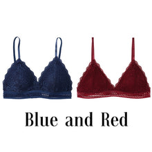 Charger l&#39;image dans la galerie, 1/2PCS Women Bralette French Style Lace Bra Girls Triangle Cup Lingerie Deep V Wireless Underwear Soft Thin Seamless Bra