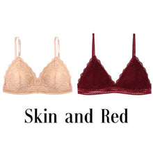 Charger l&#39;image dans la galerie, 1/2PCS Women Bralette French Style Lace Bra Girls Triangle Cup Lingerie Deep V Wireless Underwear Soft Thin Seamless Bra