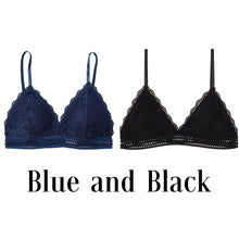 Charger l&#39;image dans la galerie, 1/2PCS Women Bralette French Style Lace Bra Girls Triangle Cup Lingerie Deep V Wireless Underwear Soft Thin Seamless Bra