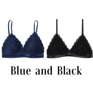 1/2PCS Women Bralette French Style Lace Bra Girls Triangle Cup Lingerie Deep V Wireless Underwear Soft Thin Seamless Bra