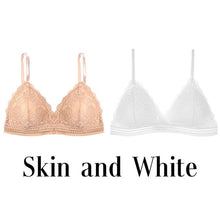Charger l&#39;image dans la galerie, 1/2PCS Women Bralette French Style Lace Bra Girls Triangle Cup Lingerie Deep V Wireless Underwear Soft Thin Seamless Bra